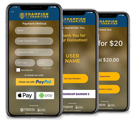 Champion of Charities | Logo Design, Website Design, UX/UI, Mobile Application